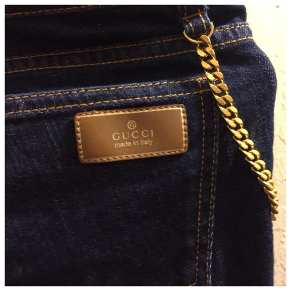 Authentic Gucci Jeans With Gold Chain Women Size 40. US Size 6